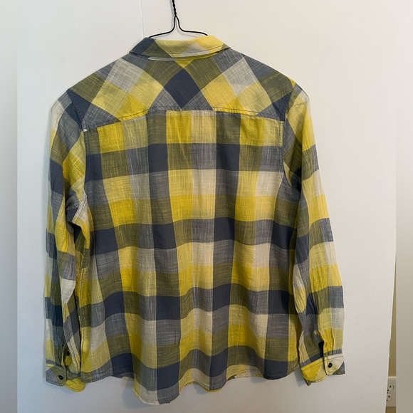 NATURAL REFLECTIONS BLUE AND YELLOW MEN’S CASUAL LONG SLEEVE SHIRT - Picture 2 of 7